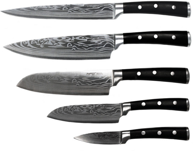 버그호프 안티구아 커틀러리 칼 5종 세트 마호가니 컬러드 케이스 포함, Carving Knife 21cm + Chef's Knife 20.3cm + Santoku Knife 17.8cm + Santoku Knife 12.7cm + Paring Knife 8.3cm, 1개