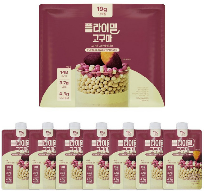 플라이밀 단백질 쉐이크 파우치 고구마 7p, 45g, 7개
