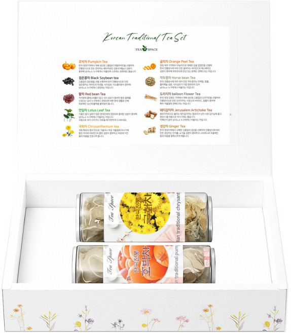 [티스페이스] 프리미엄 한국 전통차 2종 선물세트, 국화차, 검은콩차, 1세트, 25티백2종