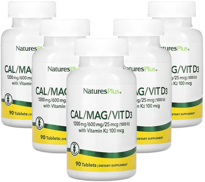네이쳐스플러스 비타민 K2가 포함된 Cal/Mag/Vit D3, 90정, 5개