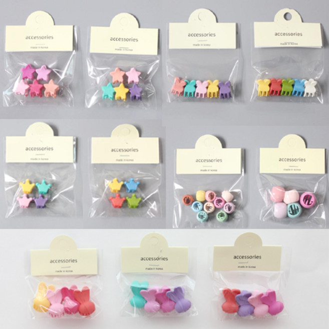 꼬망아트 아기 유아 디스코핀 무광 모양 집게핀 미니핀 머리핀