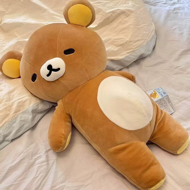 귀여운 릴렉스베어 인형 봉제 장난감 만화 곰돌이 베개 침대용 쿠션 여자아이 선물용 봉제인형, 35cm0.23kg, 옆으로 눕은 릴렉스베어