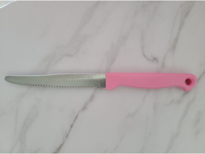 일본 니켄 핑크 파스텔 톱니 과도/과일과도/빵칼/야채과도, 1개, 핑크 톱니과도