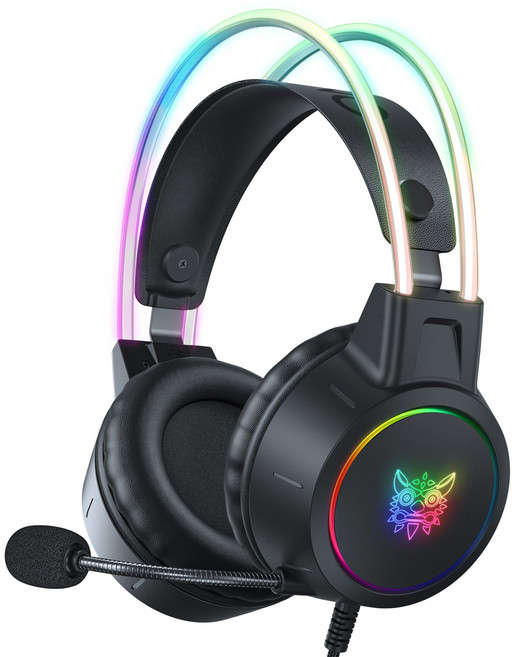 ONIKUMA RGB 유선 게이밍 헤드셋 가상 7.1 usb 노이즈캔슬링 마이크 X15 PRO, 블랙