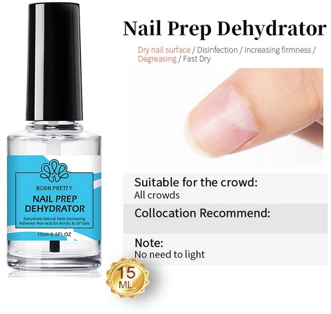 BORN PRETTY 네일 프라이머 프리 탈수 베이스 탑 코트 젤 매니큐어 UV LED 램프 필요 없음 바니시 15ml, [01] Nail Prep Dehydrator - 쿠팡