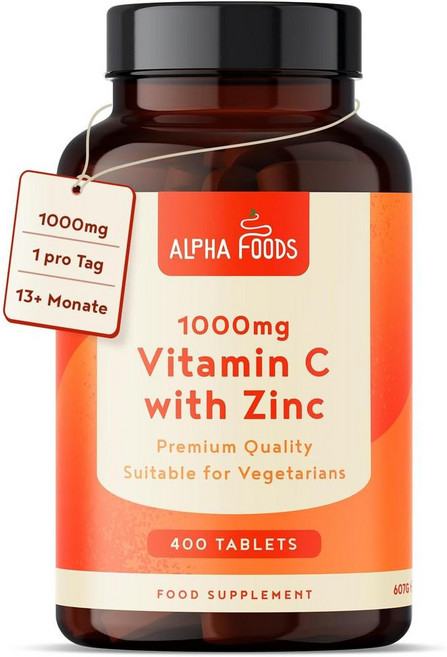 독일 알파푸드 Alpha Foods Vitamin C 비타민C 1000mg + 아연 15mg, 4개, 400정