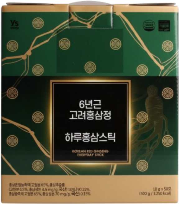 식약청인정 해썹 6년근 홍삼 스틱 에브리데이 대용량 50일분, 6개, 500g