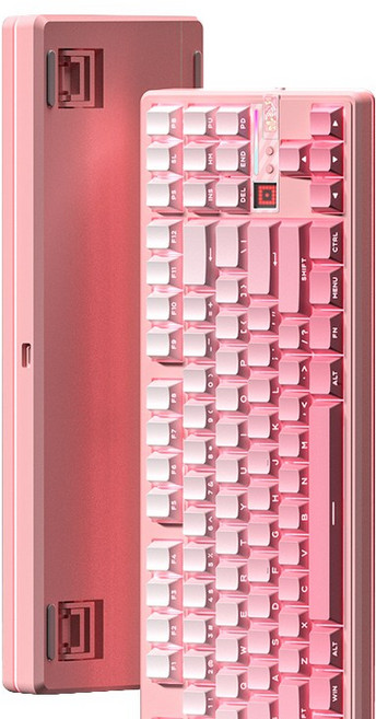 독거미 AULA F87PRO V2 무선측각 기계식 게임 기보드 객제화 3모드 블루투스 게임 RGB키보드 사무용 키보드, 대종사판, 페이드핑크 해당축