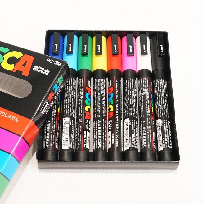 uni POSCA 廣告筆 細字麥克筆, 1個, PC3M-8色組, PC3M-8色組
