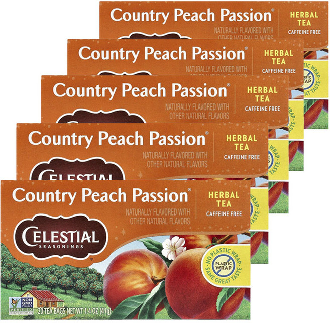 셀레스티얼 시즈닝 허브티 컨트리 피치패션 복숭아향 카페인프리, 41g, 5개