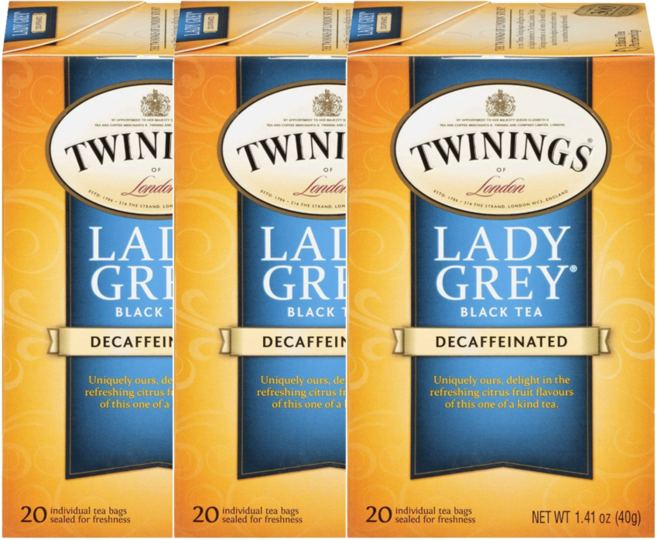 디카페인 카페인 프리 트와이닝 레이디 그레이 블랙티 20티백 Twinings, 40g, 3개, 2g, 20개입