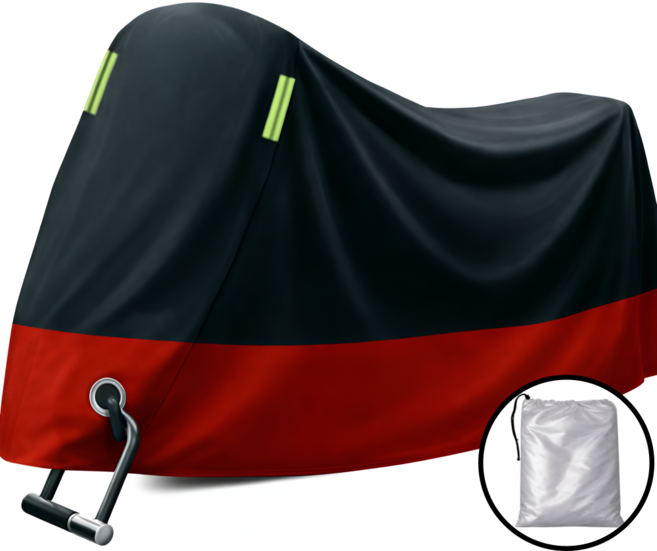 노재 전차종 도난방지 방수 사계절 오토바이 커버, 투톤레드