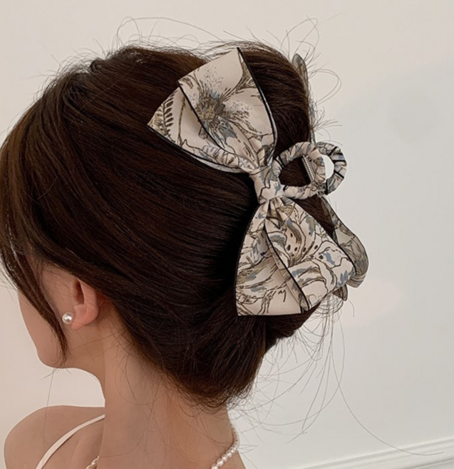 로맨틱 플라워 양방향 핸드메이드 리본 집게핀