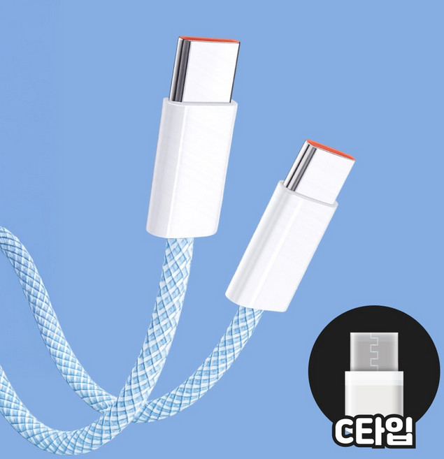 노바엑스 c타입 PD60W 100W CtoC 고속 초고속 충전 데이터 케이블, 2개, 스카이, 1m