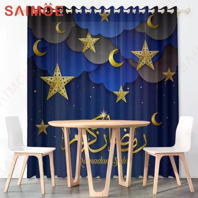 성모 마리아 커튼 가리개 가림막 거실 창문 그림 무늬 패턴 빈티지 클래식 교회 성당 블랙