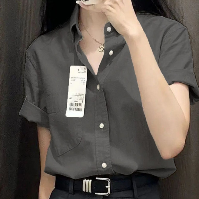 스밀리 여성 베이직 카라 반팔 셔츠