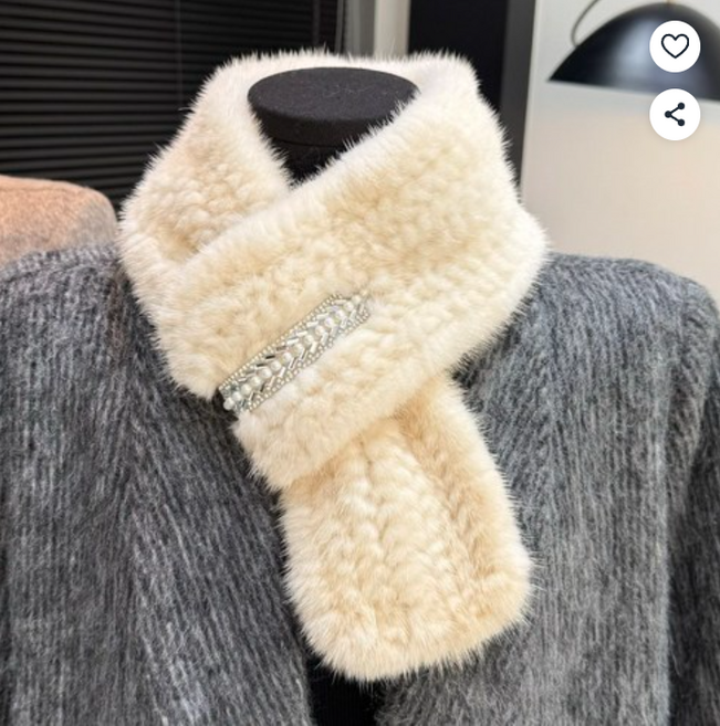 천연 밍크 니팅 비즈장식 머플러 7종컬러 목도리 모던 심플 모피 머플러 따듯하고 세련되고 멋스러운