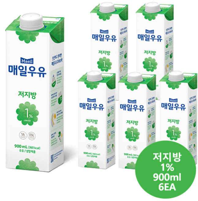 매일우유 저지방1% 우유 900ml 6개/무료배송, 6개