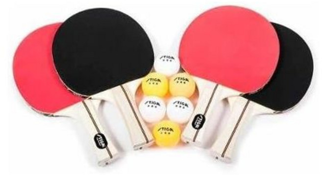 스티가 퍼포먼스 2 및 4인용 탁구 패들 세트 - 레벨 라켓과 3성급 ITTF 승인 공 포함, 4 Player Set, 1개