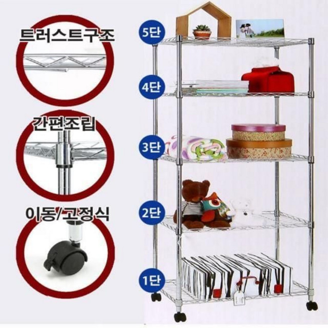 5단 철제선반 조립식선반 앵글 진열 창고 베란다 수납렉 경량 rkr4941Yu, 단일, 1개