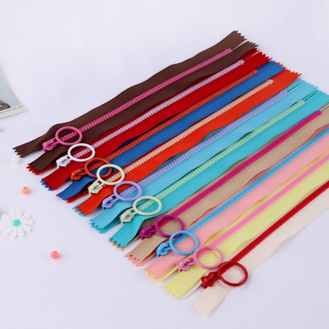 짱패브릭 3호 링고리 투톤 컬러 비슬론 지퍼, 01.레드-화이트, 1개