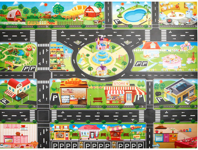 주차놀이 자동차도로매트 방수방습 놀이방매트 KC인증(130cm), 01. (130cm)빌리지, 1개