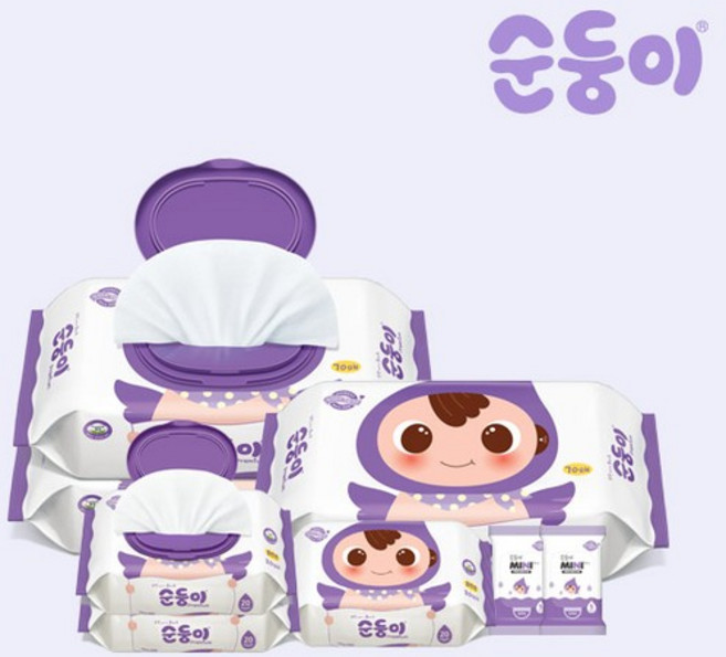 [프리미엄 엠보싱 단독 행사] 아기물티슈 모음, 65g, 70매, 1개