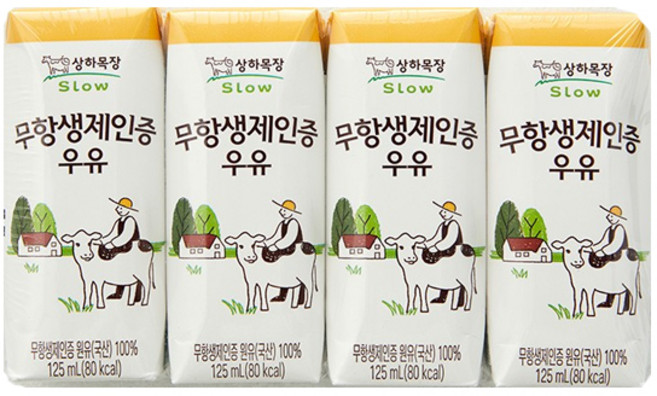 상하목장 무항생제인증우유 매일유업, 125ml, 4개