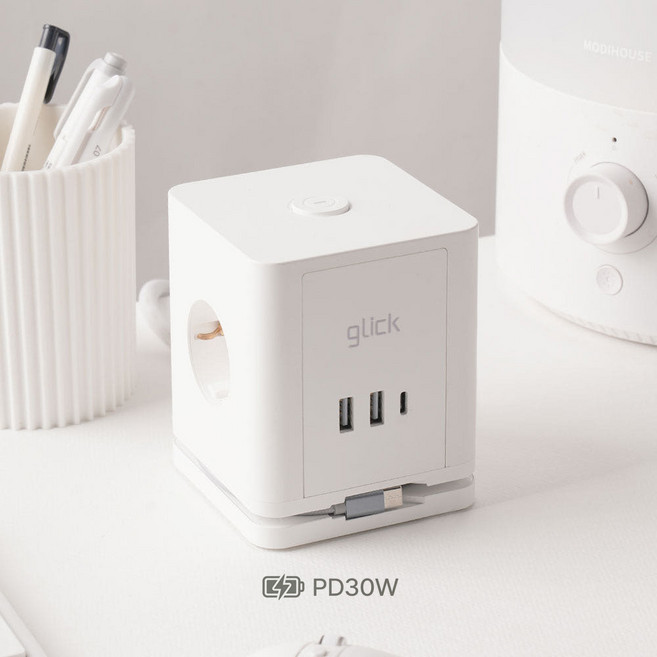 지클럭커 멀티마스터 롤플러스 큐브 3구 고용량 4000W C타입 USB 멀티탭 LP706PD, 1개, 큐브형 3구 화이트, 1.5m