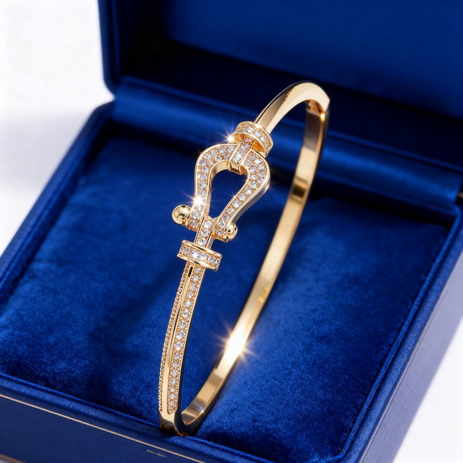Ramlove 은 3중 18K 골드도금 GRA 인증 랩그로운 말굽형 팔찌 CLX-SP025