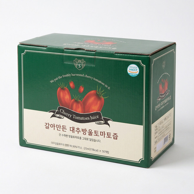 갈아만든 대추방울토마토즙 100%국내산 125ml 50포, 50개