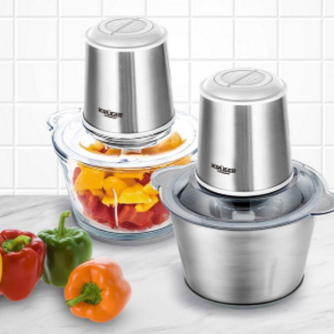 유니맥스 2단계 전동 멀티 다지기 2L UMC-HS2520 + 스테인레스볼 + 유리볼, 혼합색상, 1세트