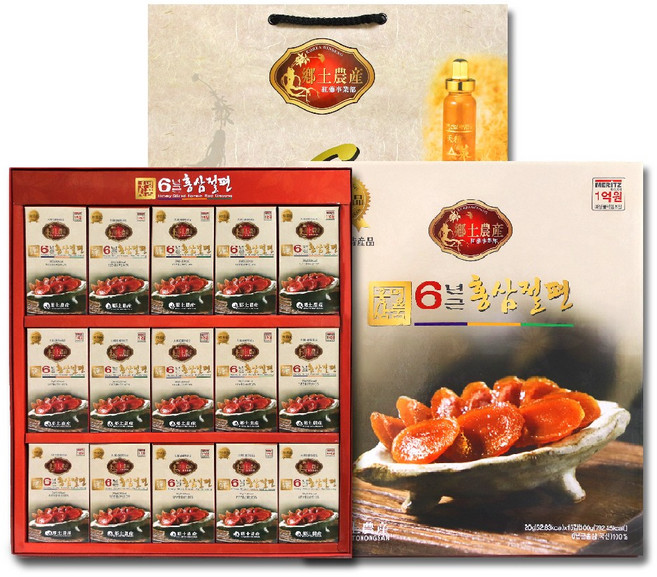금산고려인삼 명품 6년근 홍삼절편 300g (20g X 15갑) +쇼핑백 증정, 20g, 1