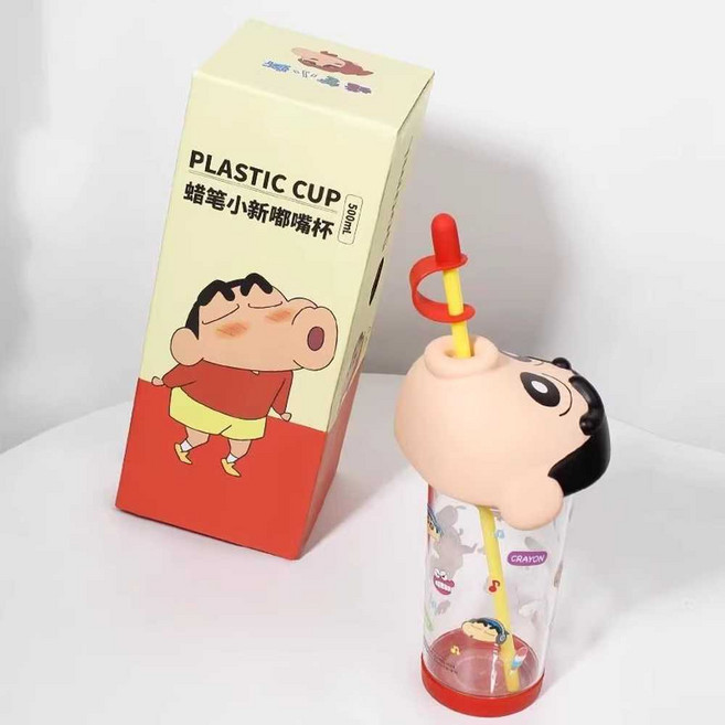 짱구뽀뽀컵투명물통 텀블러 도라에몽컵 쓸모없는선물, 1개
