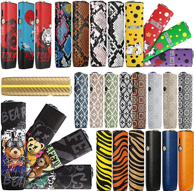 아이코스 호환용 일루마 원 귀여운 캐릭터 슬림 가죽 전자 담배 케이스 파우치, pt052 뱀피 브라운, 1개