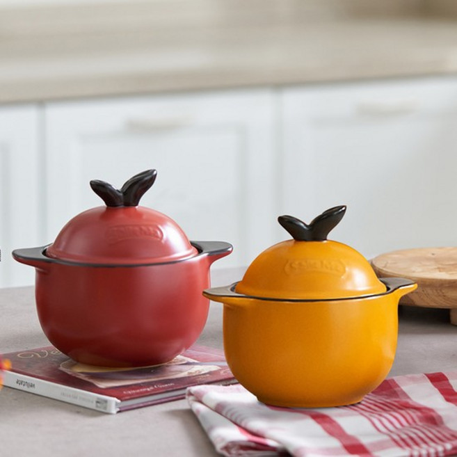 미니뚝배기 내열냄비 무균열 뚝배기 애플팟 15cm, 레드, 1개