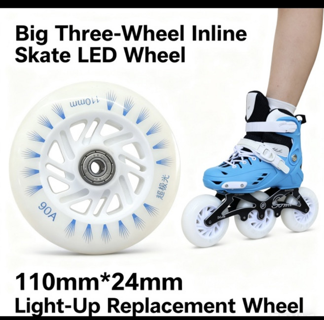 110mm LED 라이트업 인라인 스케이트 휠3륜 스케이트용 자석 코어가 있는 ABEC-7 베어링 PPPU 소재 2팩, [01] 옵션1