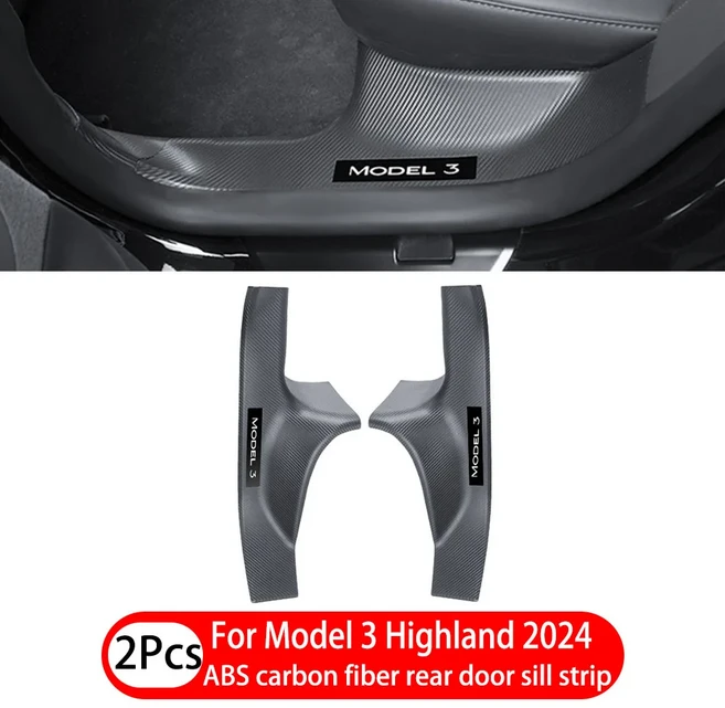 Tesla Model 3 Highland 2024 용 1- 8 Pcs ABS 전면 후면 도어 씰 보호기 임계 값 스트립 안티 킥 가드 패, 13 A3
