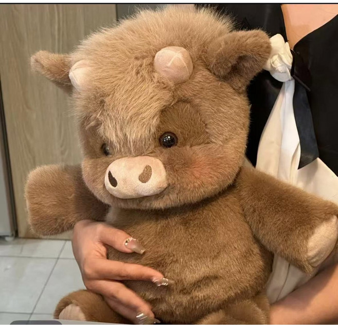 귀여운 하이랜드 소 인형 45 60cm 봉제인형 달리는 송아지 친구 베개 선물 집 장식품, brown, 45cm