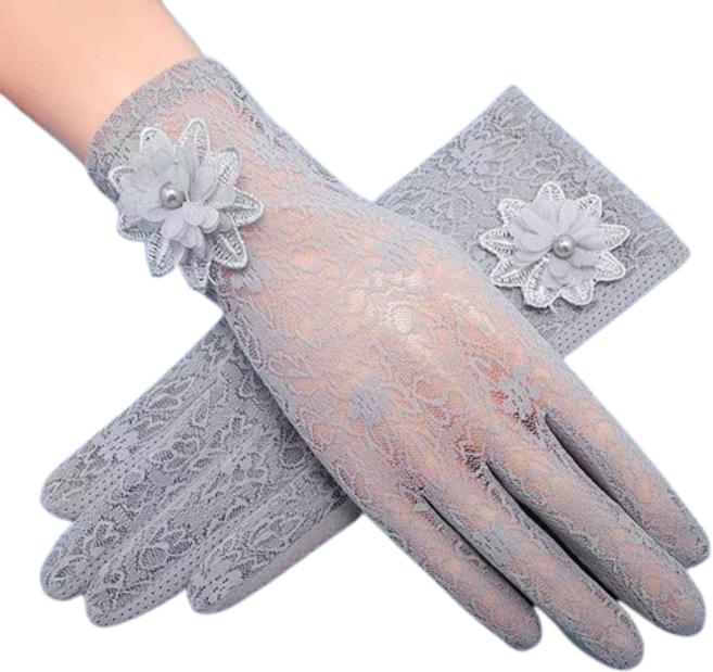 기쁘미네 여성 자외선차단 여름 스마트폰터치 레이스 꽃장식 운전장갑