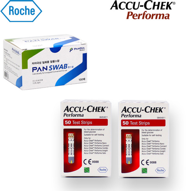 아큐첵 퍼포마 혈당시험지 100매 + 알콜솜100매 유효기간 27년 03월, 1개, 100개입