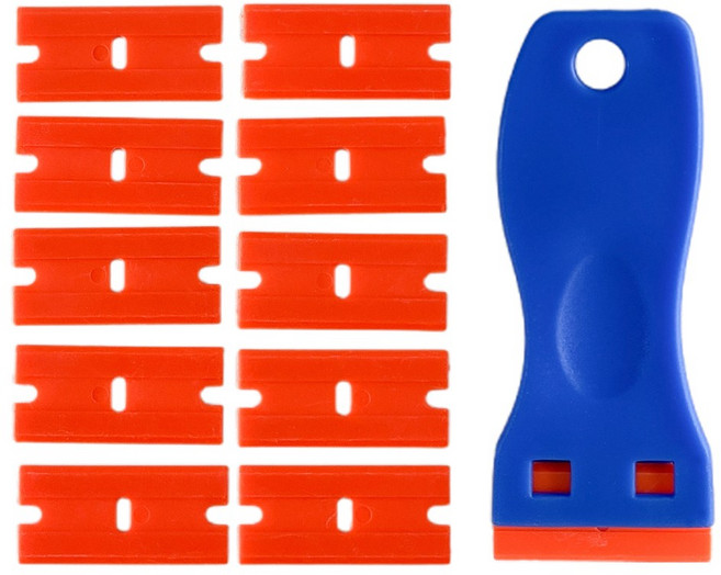 유리 차량 스티커 제거 스크래퍼 교체형 플라스틱 멀티 안전 칼, 블루, 1세트