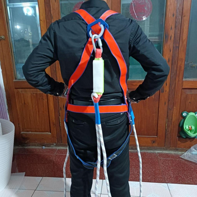 good 式國標安全帶高空作業戶外施工耐磨防墜落歐式一體安全帶, 1個, 歐式一體雙大鉤帶緩衝
