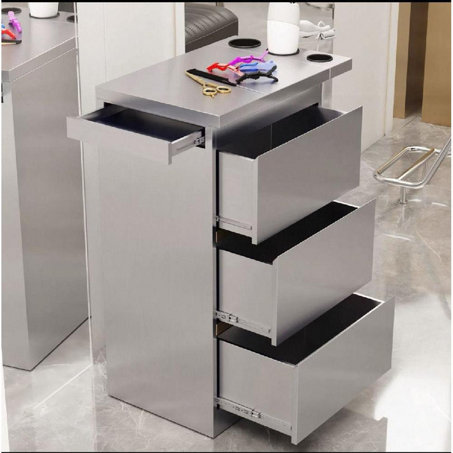스텐 철제 미니 캐비넷 미송 작업대 스테인레스 수납장, 재고 신속 발송, 0x0x0cm, 스테인리스 스틸 3서랍+측면 서랍 실버