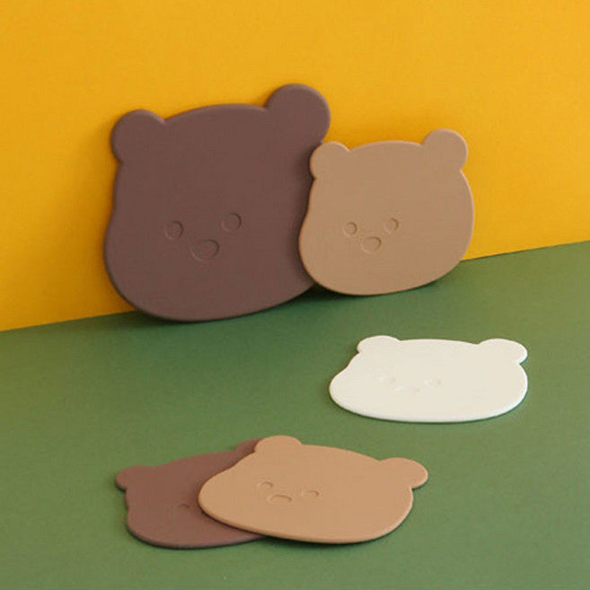 테디 곰돌이 실리콘 티코스터2P 냄비받침1P 택1 (3colors), 1개