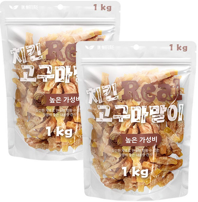 인네이처 리얼 국내산 강아지 간식, 2개, 치킨 고구마말이, 1kg