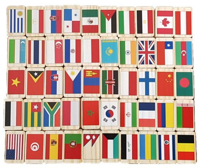 세계 국기 원목 도미노 100pcs 만국기도미노 원목도미노 국기도미노, 1개