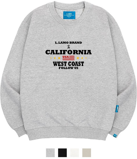 엘라모 기모M 캘리포니아 맨투맨 남녀공용 빅사이즈 S~4XL