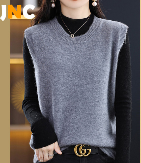 제이앤씨 마레 라운드넥 니트 조끼 슬리브리스