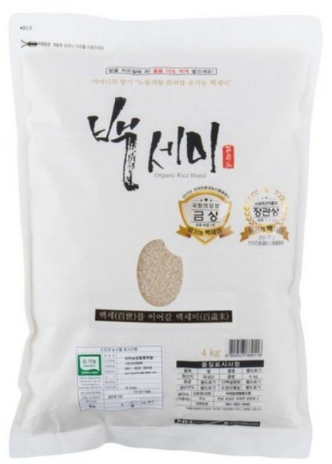 석곡농협 유기농 백세미 누룽지향 쌀, 4kg, 1개